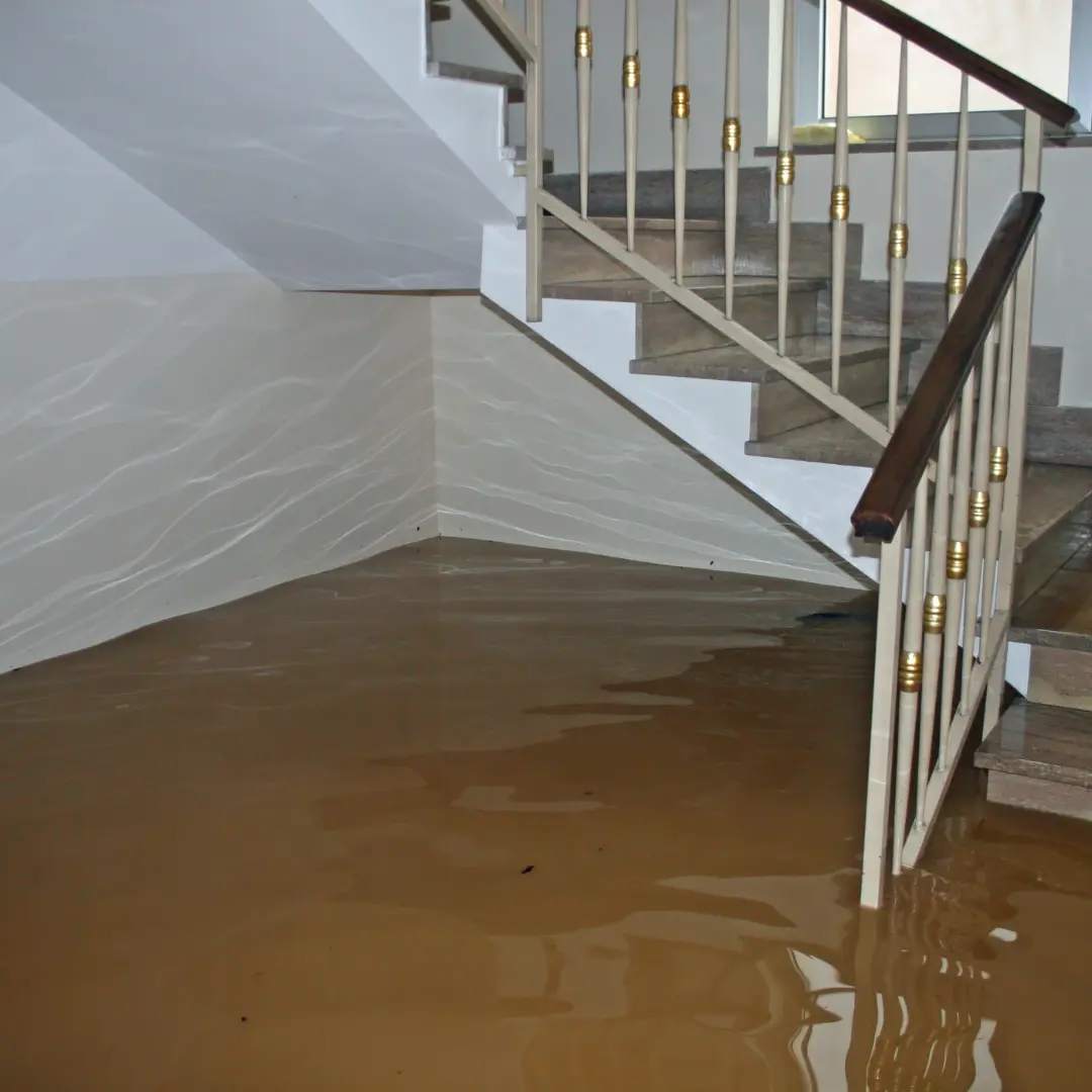 Flooded basement floor from sump pump failure in a Toronto home