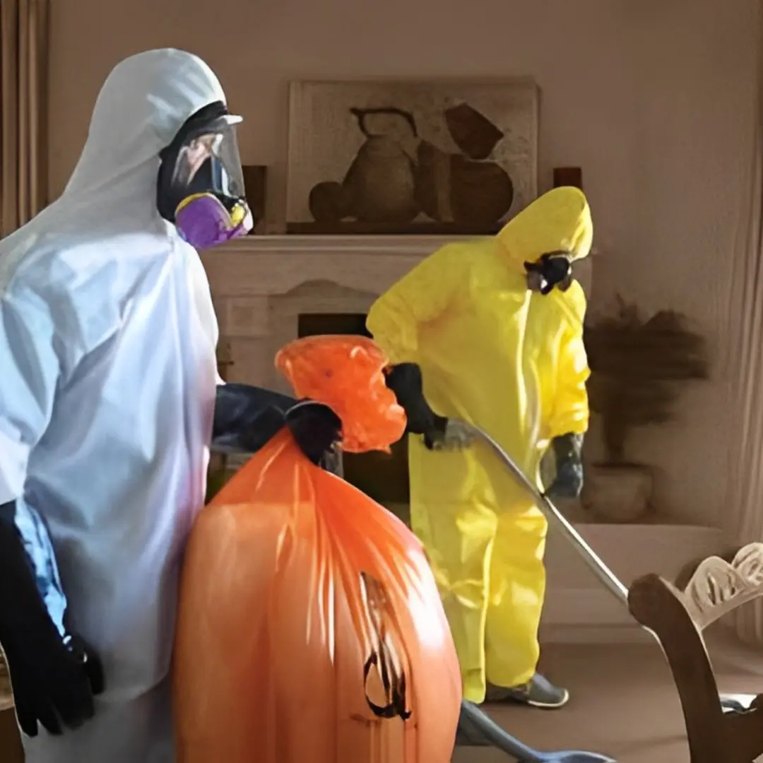 Biohazard cleanup specialist in protective gear in the GTA